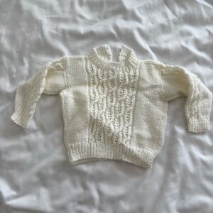 Vintage white crochet homemade sweater gender neutral boy girl 12-18 month